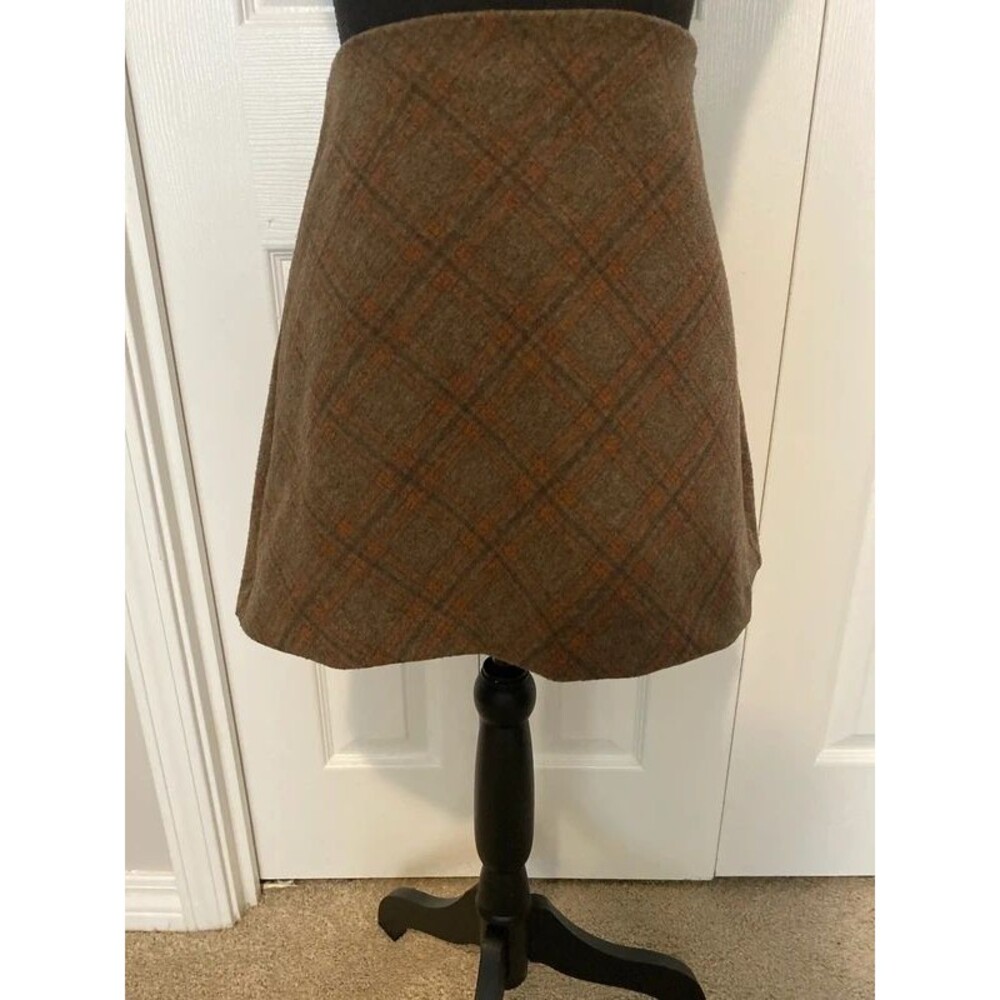 Princes Polly plaid mini skirt in brown and orange stripes size 6